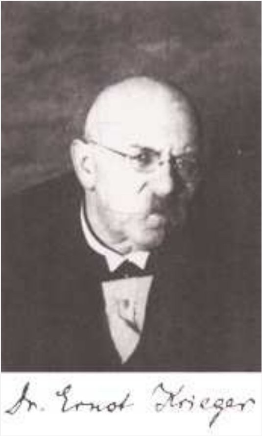 Historisches Porträt von Ernst Krieger mit Unterschrift